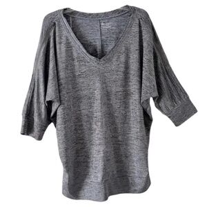 Lane Bryant | Gray Metallic Shimmer V-Neck Zippered Knit Top, Size 14/16